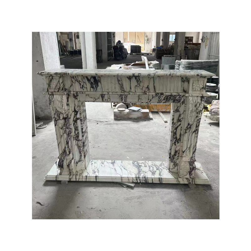 White marble fireplace surround mantel