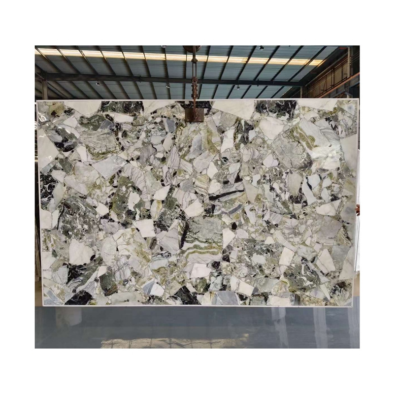 Elegant Luxury Chinese Green Marble White Beauty Onyx Ice Jade Marble Slab For Indoor Decoration