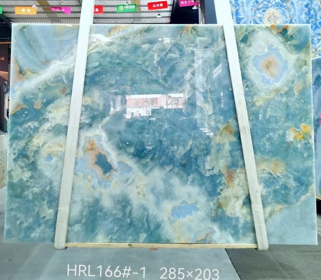 Sky Blue Onyx Stone Premium Quality Slabs for Luxury Villa Decoration Exporting Standard