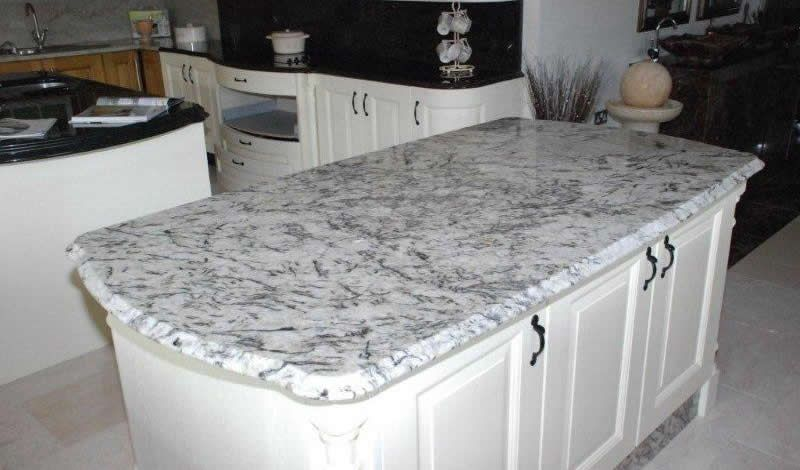 Polished Customized  Blue Ice Granite Countertop In The Kitchen Room