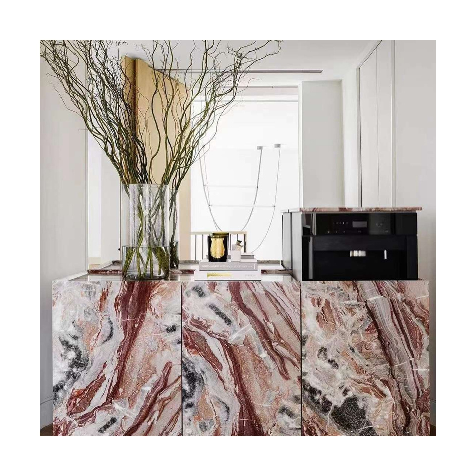 Exotic Monica Red Marble Slab for Stone Veneer Countertop