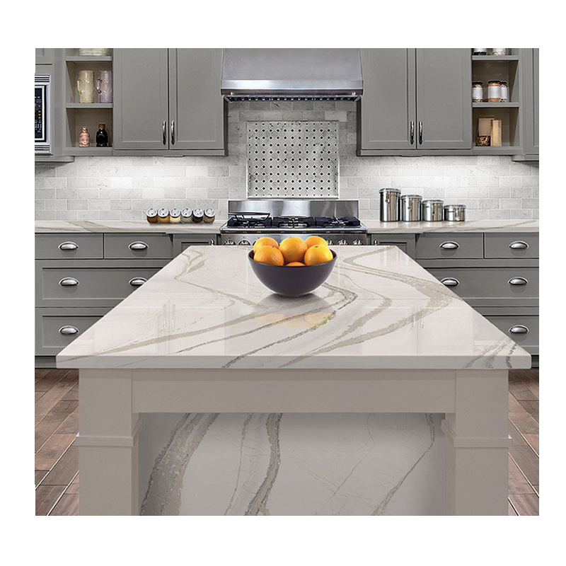 Custom Man-made Quartz Stone Kitchen Island Countertops