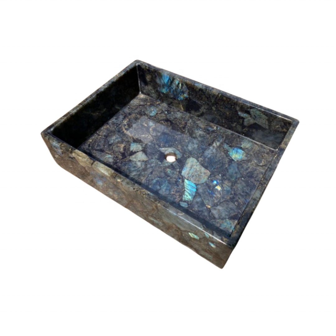 Luxury Labradorite Blue Stone Wash Basins Natural Stone Bathroom and Kitchen Sinks