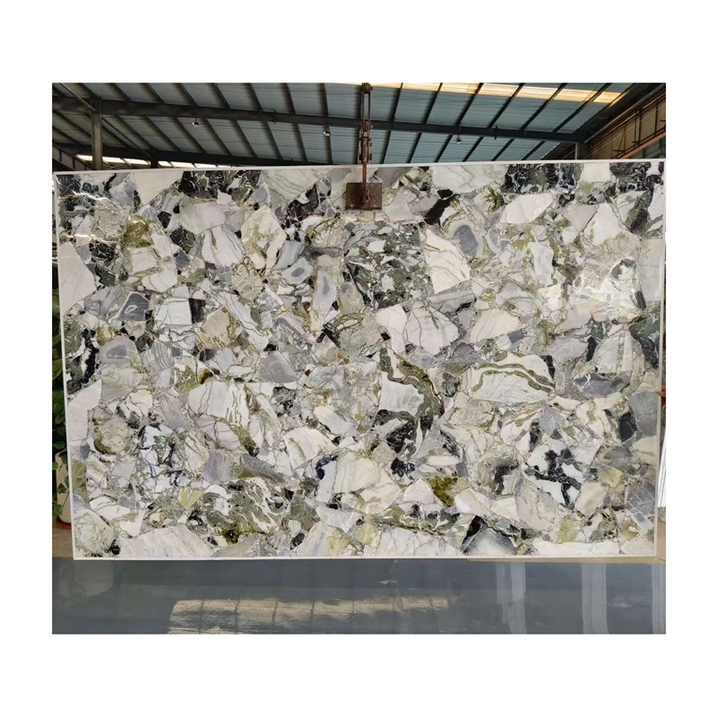 Elegant Luxury Chinese Green Marble White Beauty Onyx Ice Jade Marble Slab For Indoor Decoration