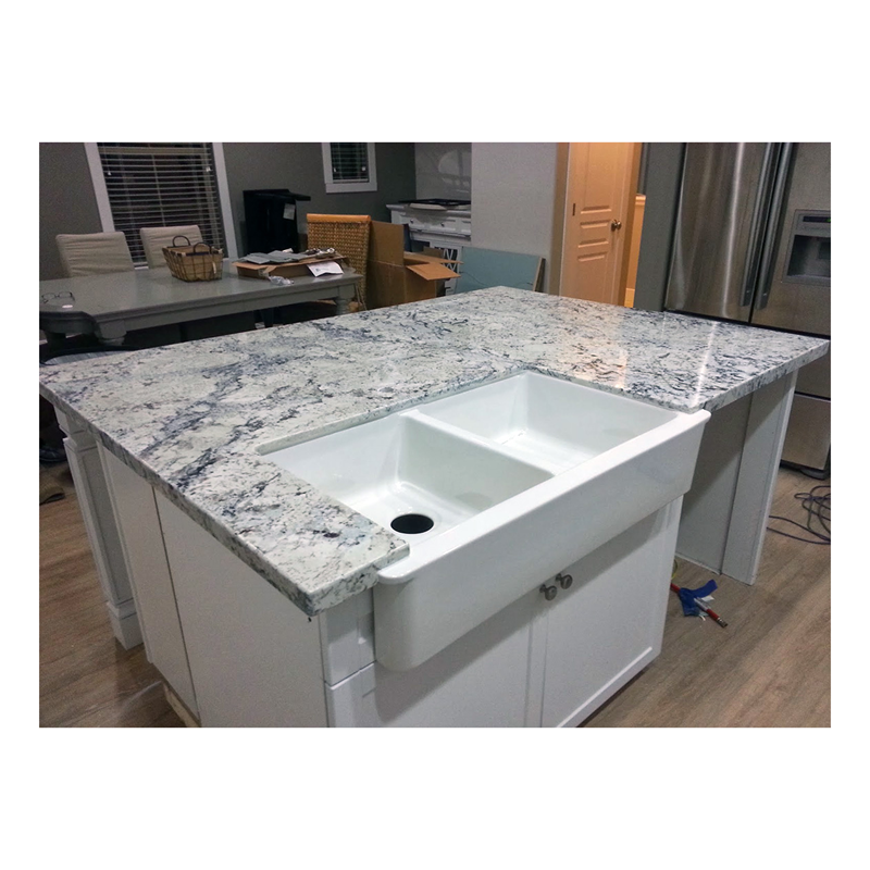 wholesale prefabricated 3cm White granite pre cut kitchen countertop slabs and worktops prefab