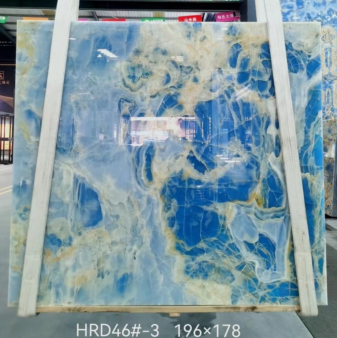 Sky Blue Onyx Stone Premium Quality Slabs for Luxury Villa Decoration Exporting Standard