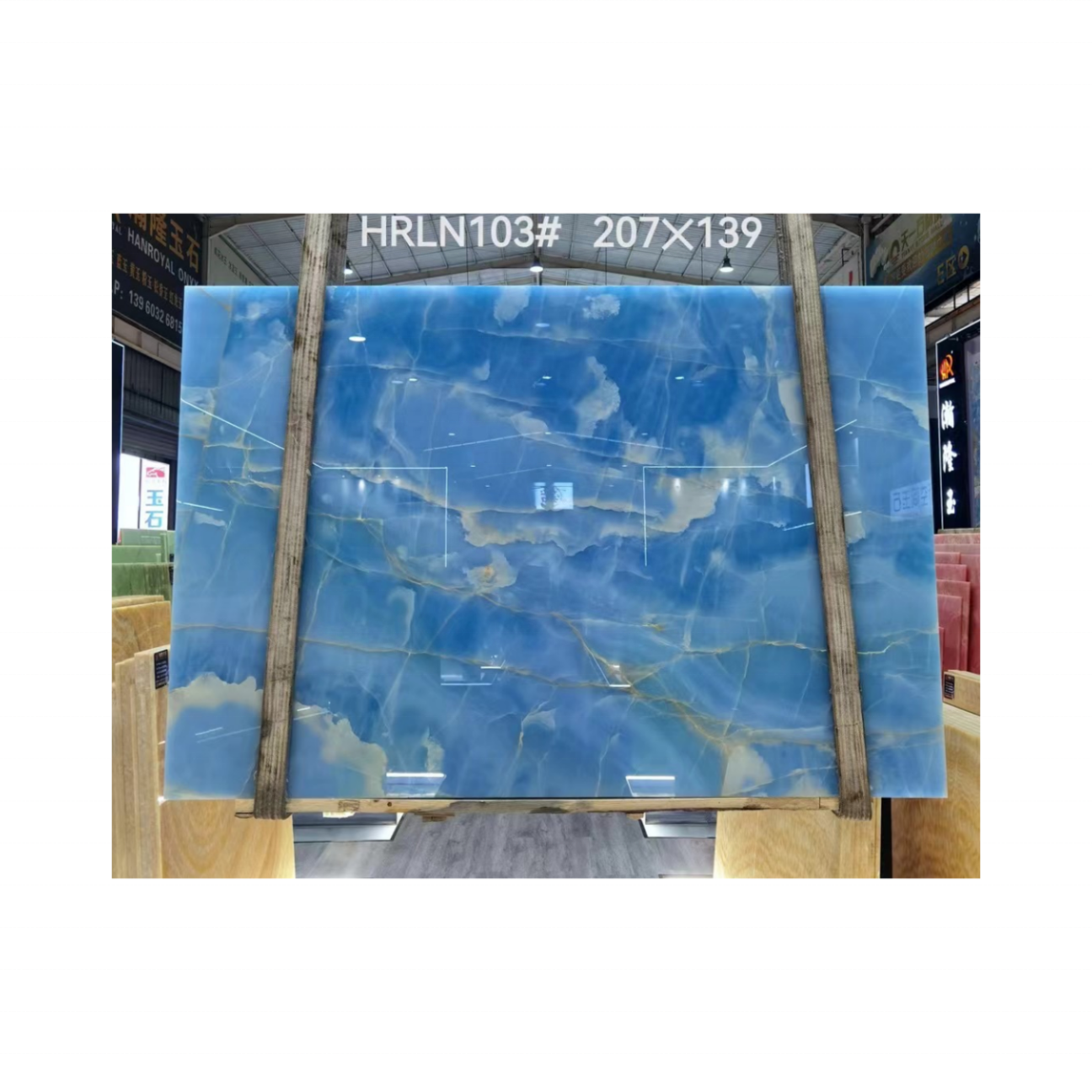 Sky Blue Onyx Stone Premium Quality Slabs for Luxury Villa Decoration Exporting Standard