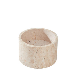 Beige Travertine Marble Flower Vase Customization