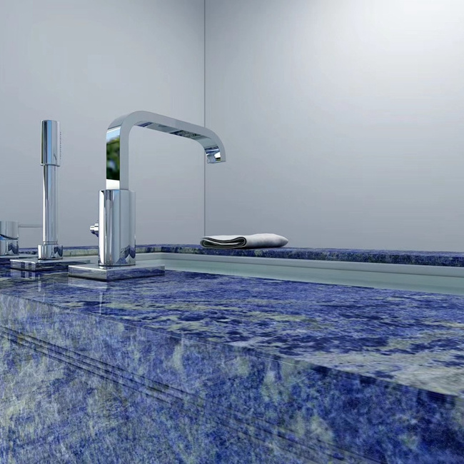 Luxury Gemstone Blue  Marble Vanity Countertop