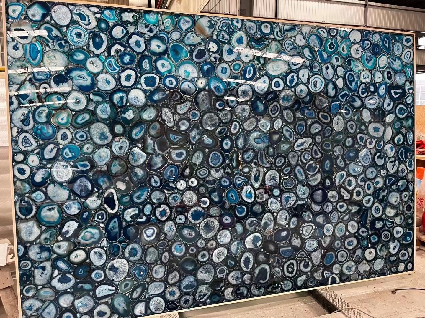 Blue Semiprecious Stone Agate Stone Bar Tops with Backlit for Wall and Floor Tiles Blue BR Modern Villa Polished 3D Model Design