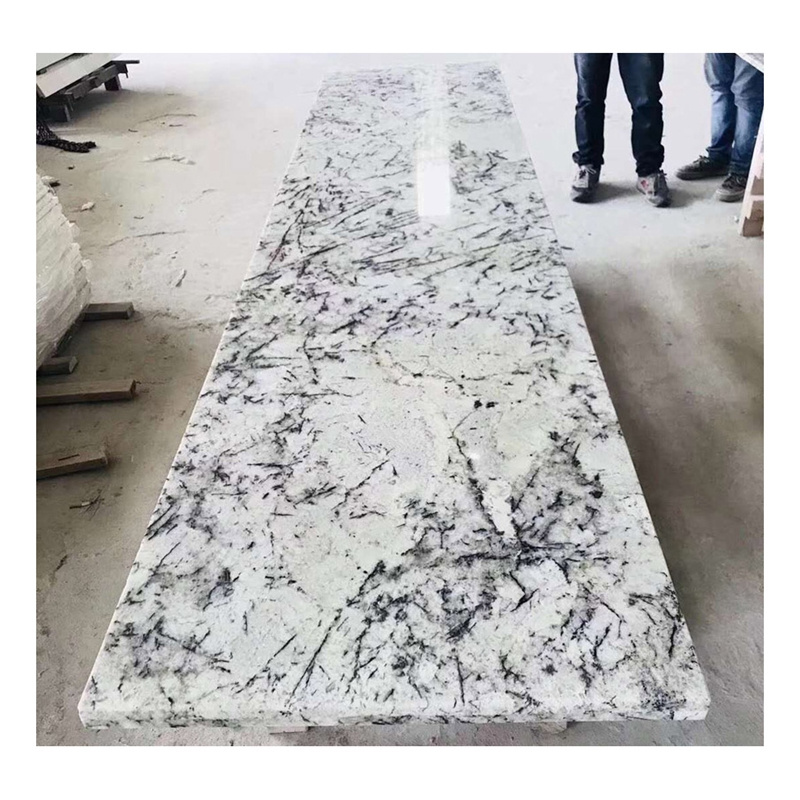 wholesale prefabricated 3cm White granite pre cut kitchen countertop slabs and worktops prefab