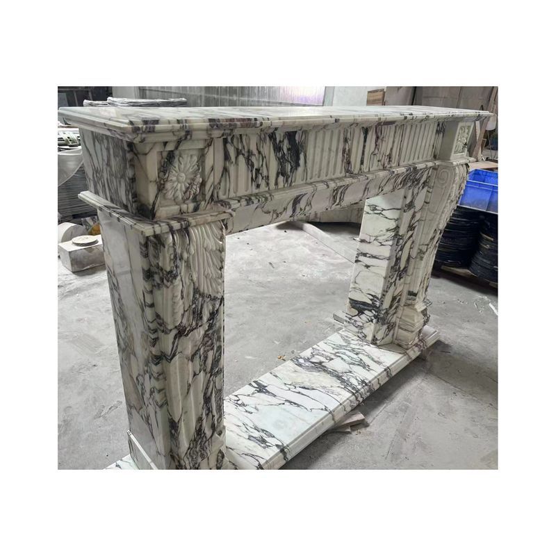 White marble fireplace surround mantel