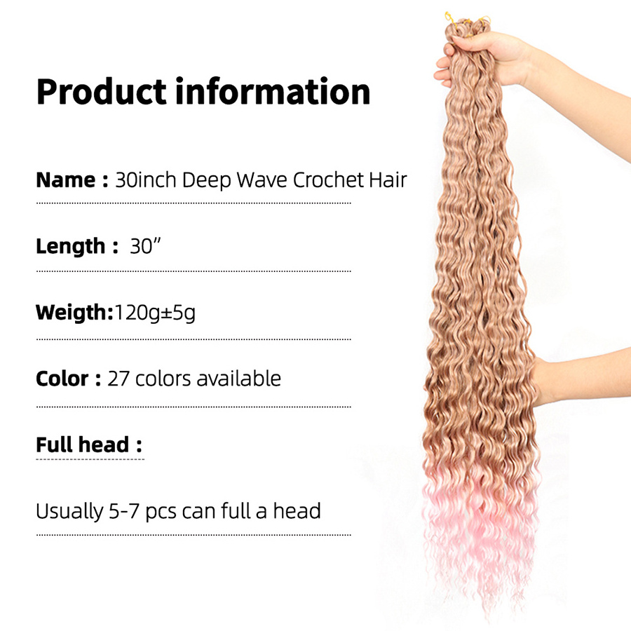 Xracephol Cheap 30inch Fluffy Kinky Curly Twist Crochet Deep Wave Bulk Braiding Hair For Women