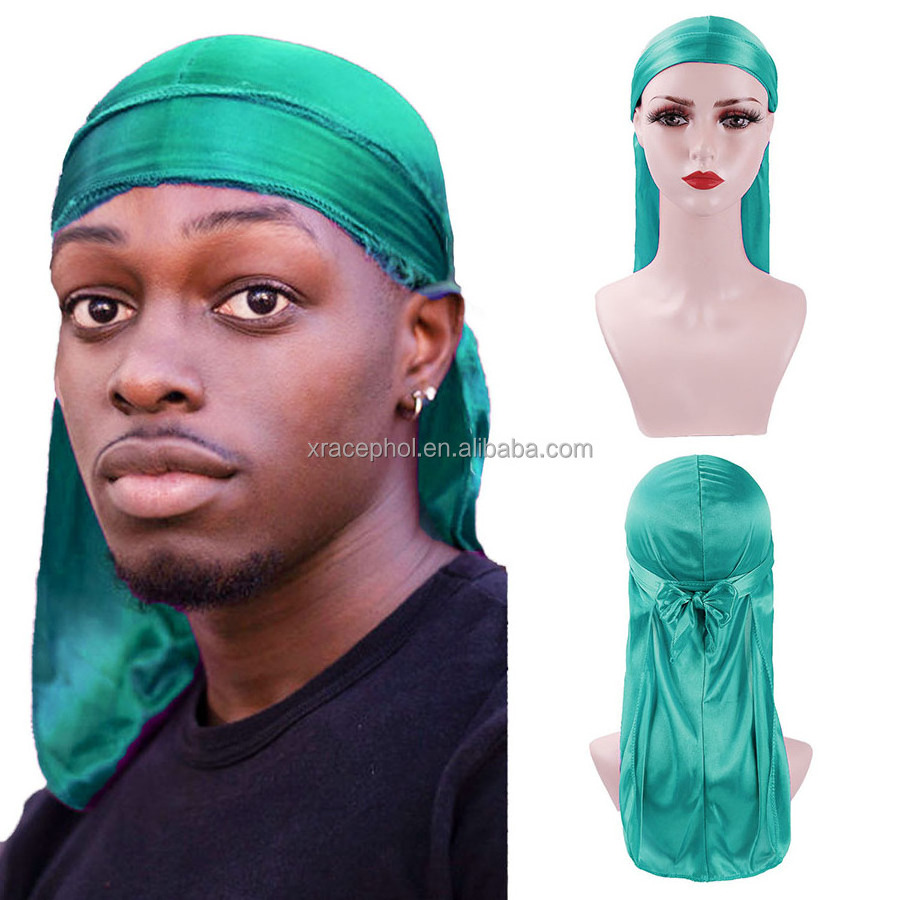 Luxury Printed Extra Long Band Wings Bandana Durag Doo Rags Silky Satin Du Rags Custom Logo Designer Wave Durags for Men Women