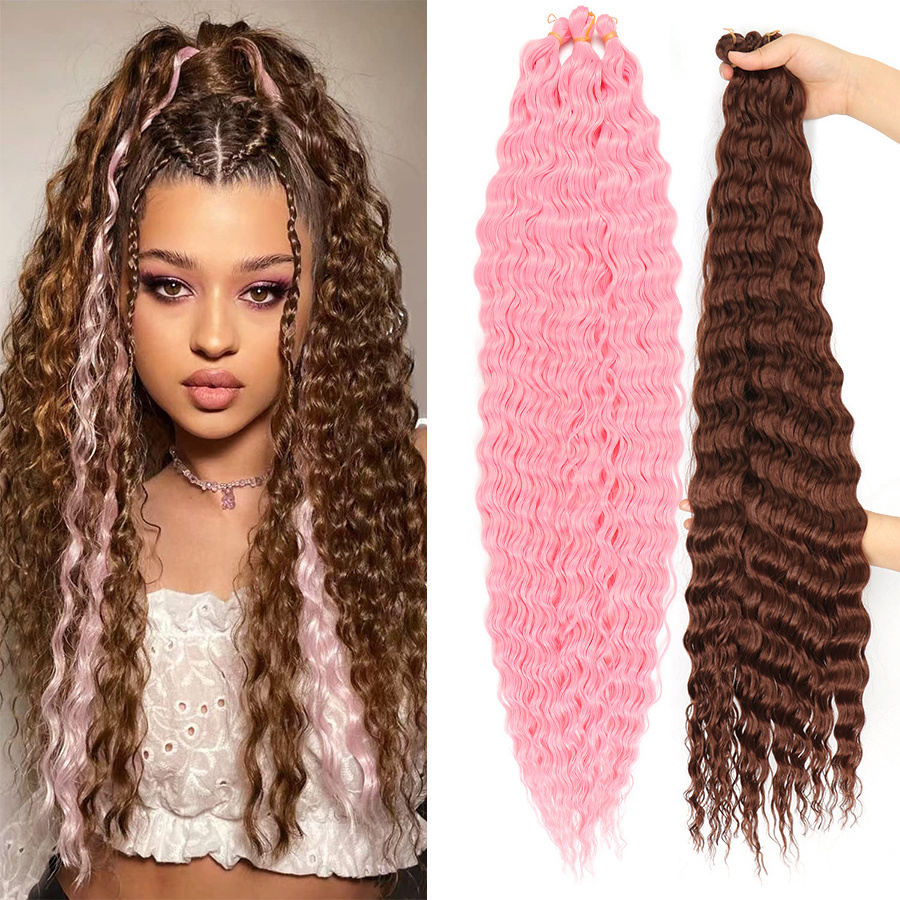 Xracephol Cheap 30inch Fluffy Kinky Curly Twist Crochet Deep Wave Bulk Braiding Hair For Women