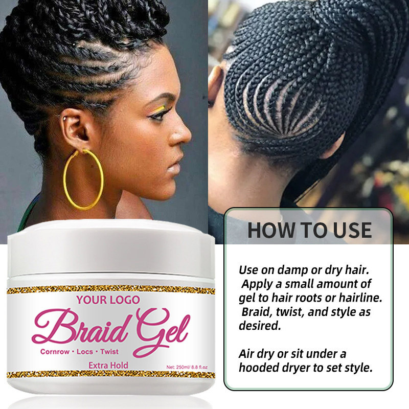 Braiding Gel Private Label with Low MOQ Loc N Twist Braid Gel High Quality All Day Locks Braid Gel Extreme Hold