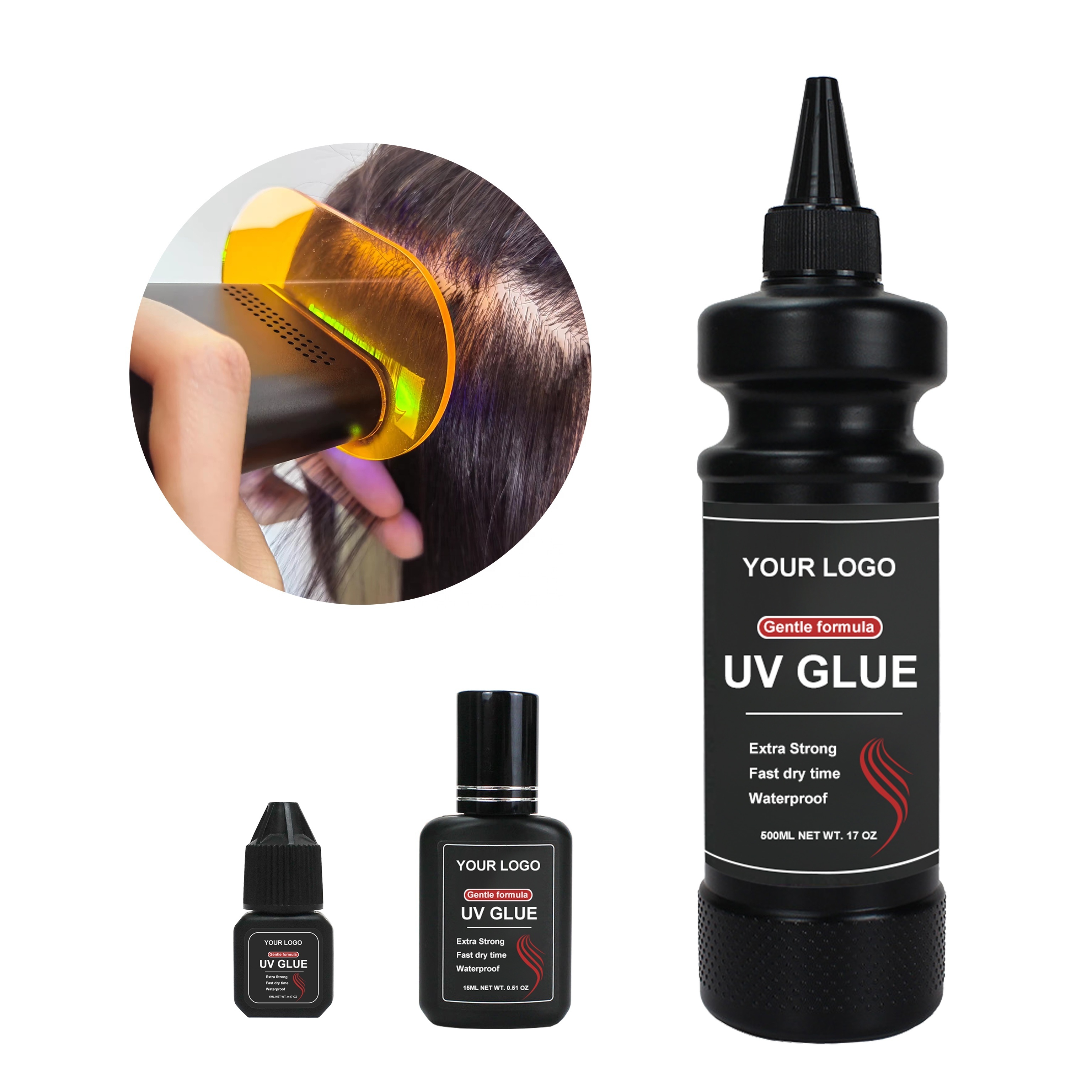 Factory Price UV No Trace Hair Extension Glue OEM UV light fast drying Support Custom V Light Hair Extension Glue