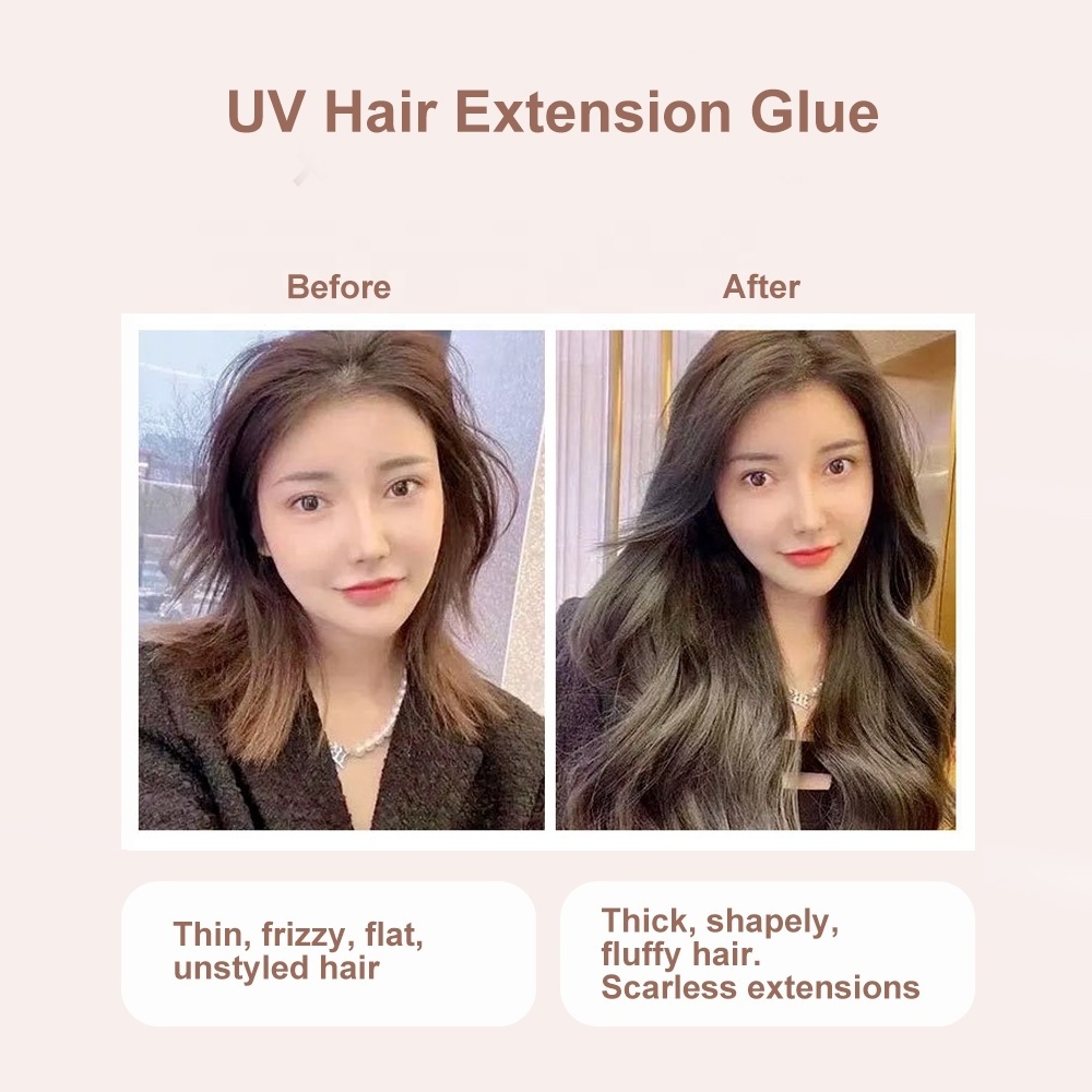 Factory Price UV No Trace Hair Extension Glue OEM UV light fast drying Support Custom V Light Hair Extension Glue