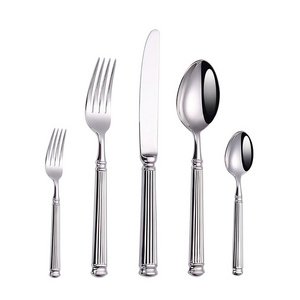 Luxury Roman Column Design Handle Stainless Steel Dinner Knife Spoon Fork Cutlery Set