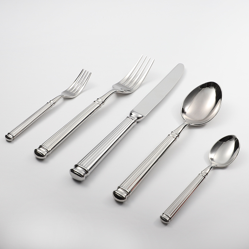 Luxury Roman Column Design Handle Stainless Steel Dinner Knife Spoon Fork Cutlery Set