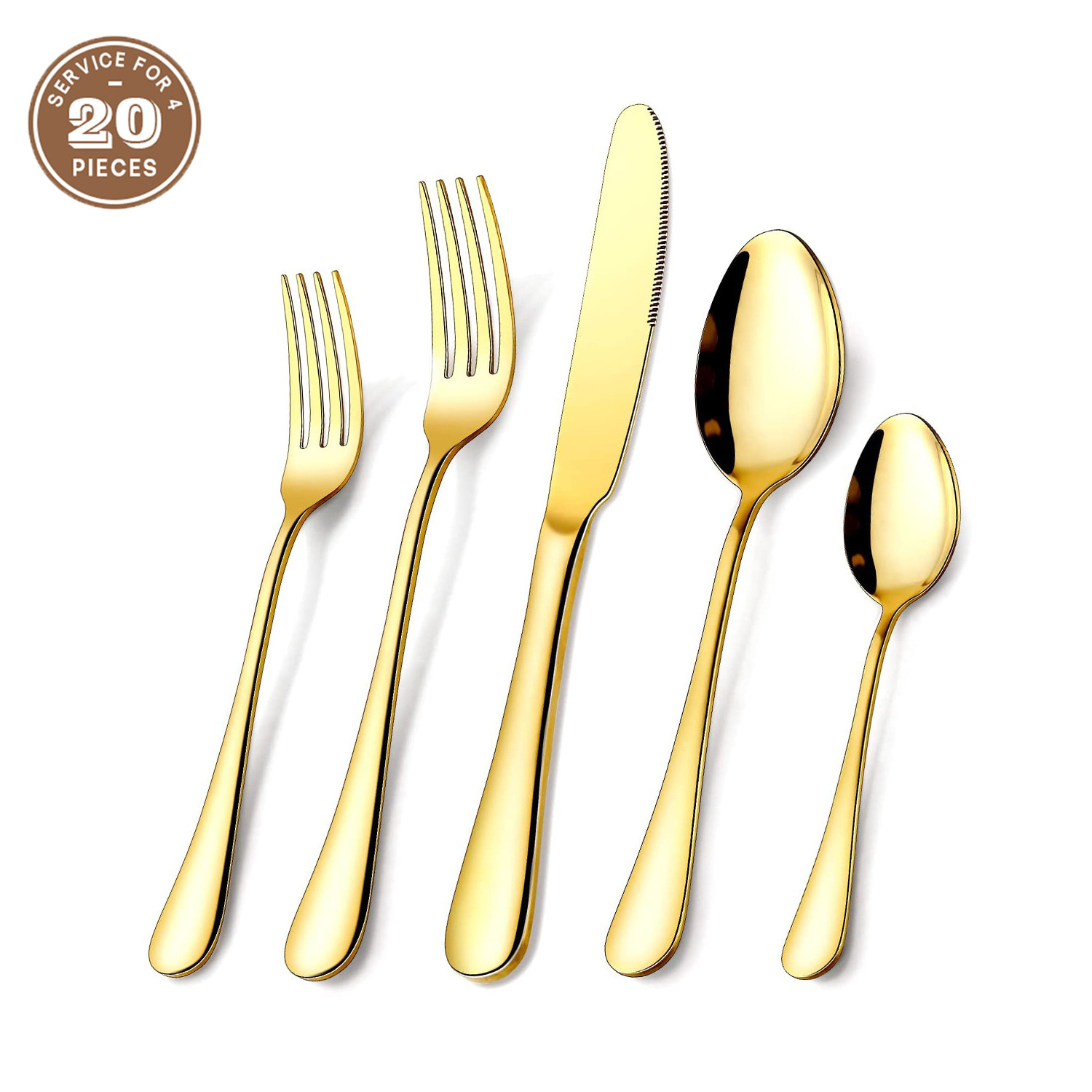 Wholesale 18 10 Stainless Steel 304 Restaurant 24 Piece Dinner Cutlery Set Silverware Bulk Gold Flatware