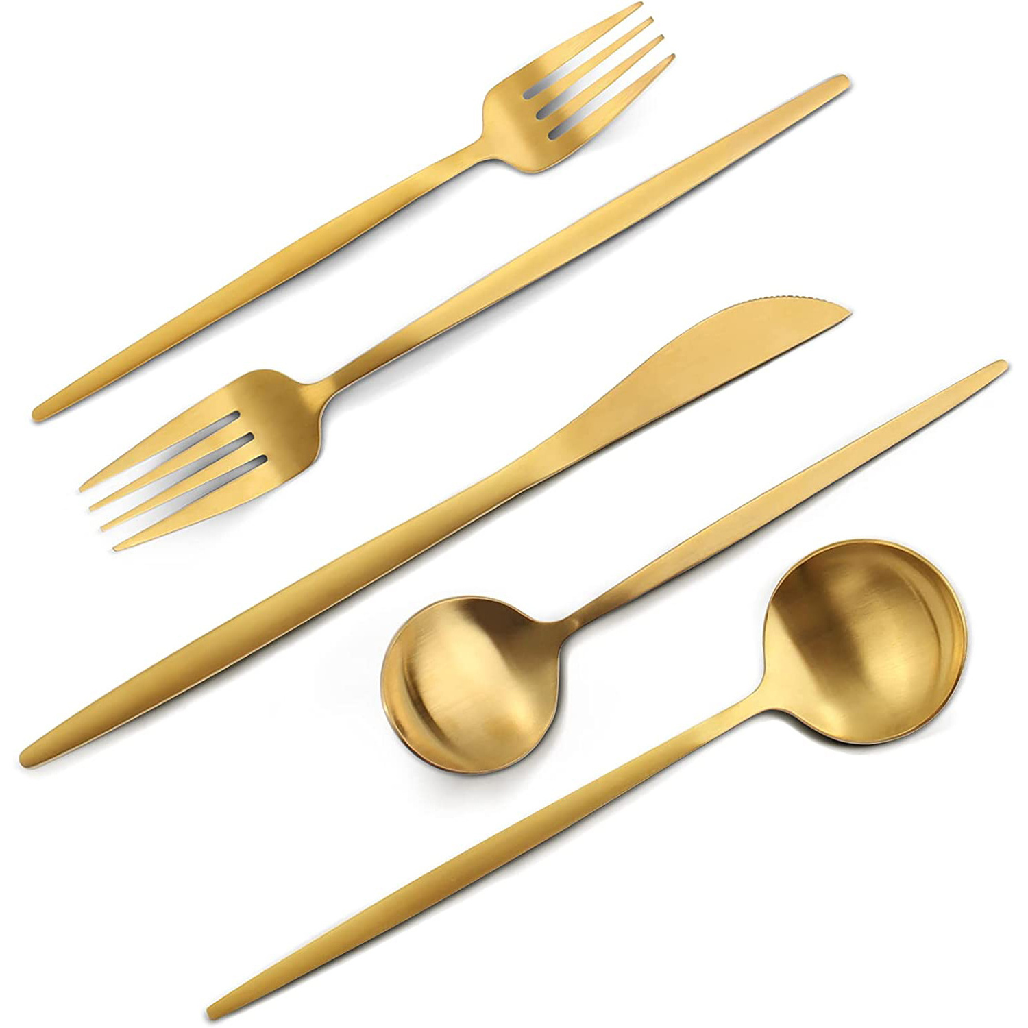 Reusable Customized Silverware 1810 Golden Spoon Fork And Knife Colour Cutlery Set For Serving