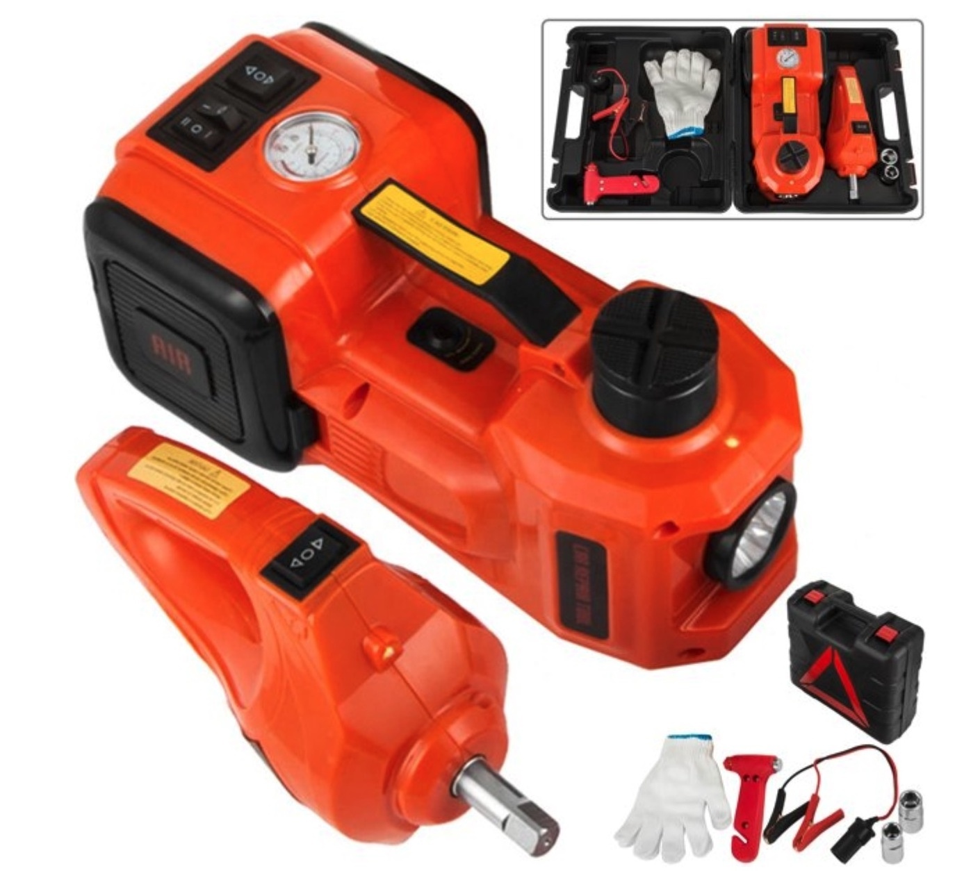 3/5 Ton Electric Hydraulic Jack with Tire Inflator Pump and Electric Wrench