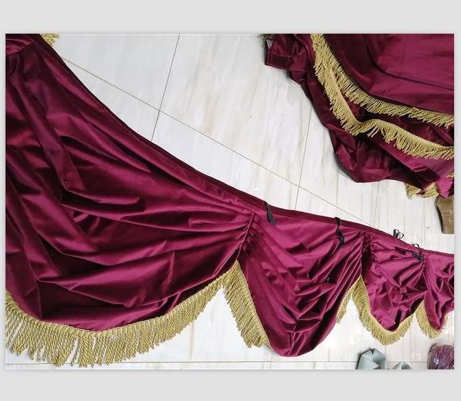 Soft fabric theater drapes and stage curtains with stage valance