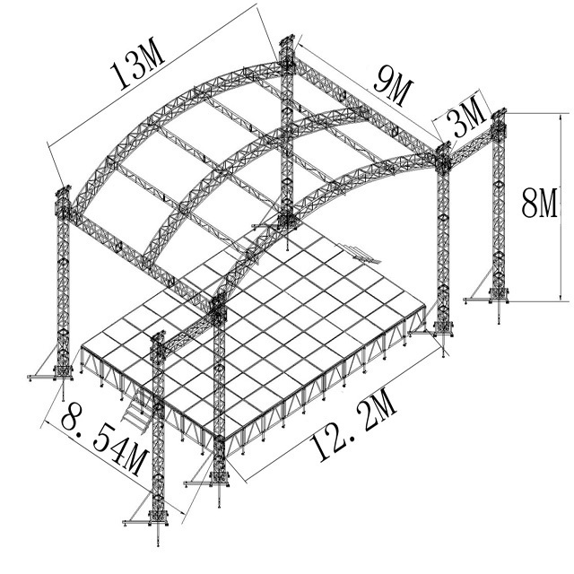 Easy setup aluminum speaker truss 290mm for concert show TUV available