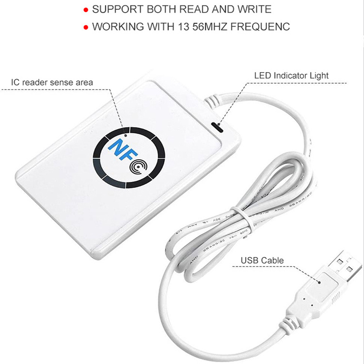 Portable 13.56 MHz ACR 122U rfid mini smart card reader/writer contactless usb nfc pay card reader