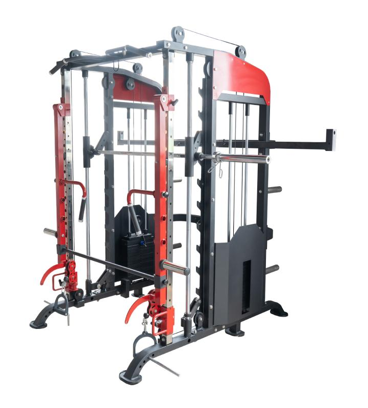 multi function  cable crossover power rack smith machine Squat Rack 4 in 1  Smith Machine Jammer Arm Power Cage Squat Rack