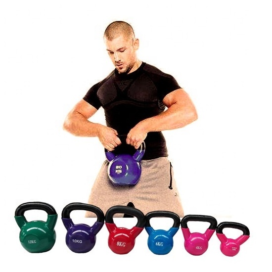 Wholesale kettle bell China cheap price 8kg 10kg cast iron vinyl kettlebell