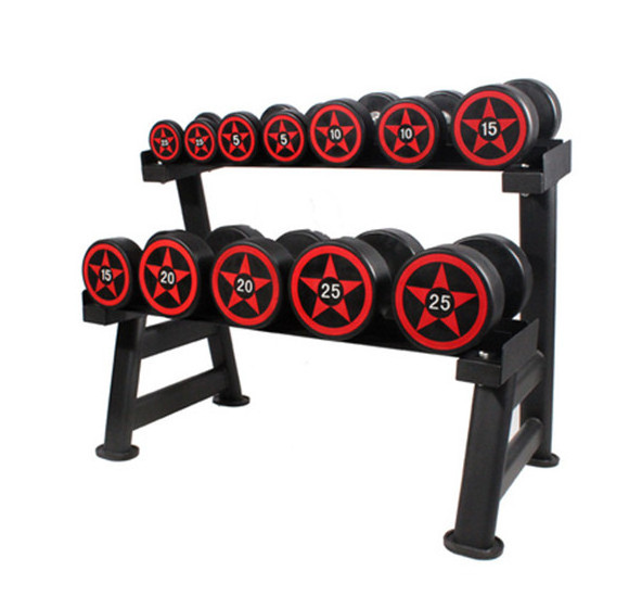 Round rubber coated dumbbells set fixed mancuernas barbell cheap pu stress dumbbell