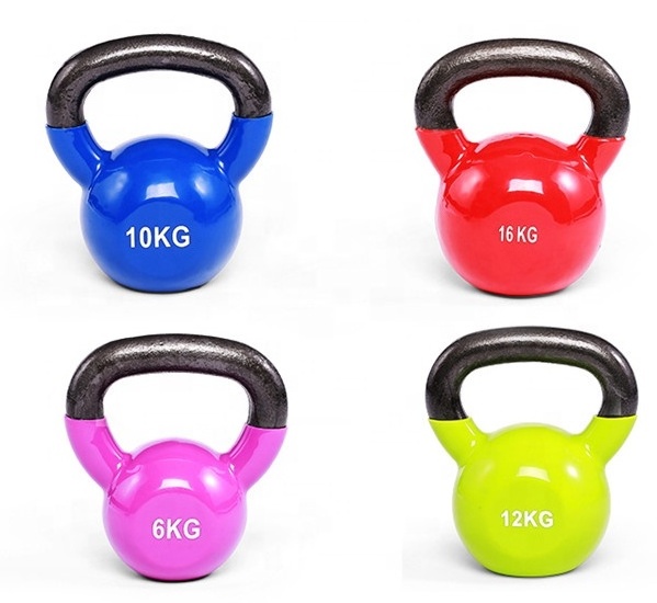 Wholesale kettle bell China cheap price 8kg 10kg cast iron vinyl kettlebell