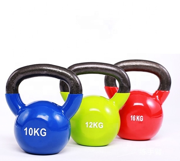 Wholesale kettle bell China cheap price 8kg 10kg cast iron vinyl kettlebell