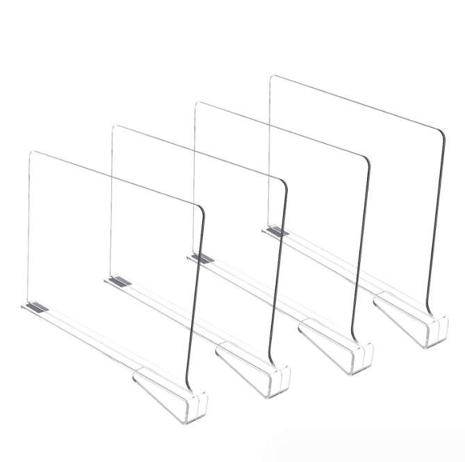 Bedroom Clear Adjustable Separators Acrylic Storage Divider Removable Closet Shelf