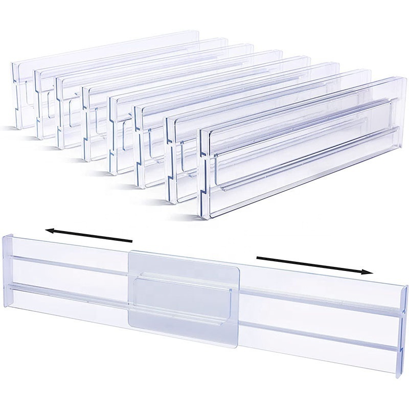 Clear Universal Kitchen Adjustable Plastic Dividers Separators Organizer For Drawer