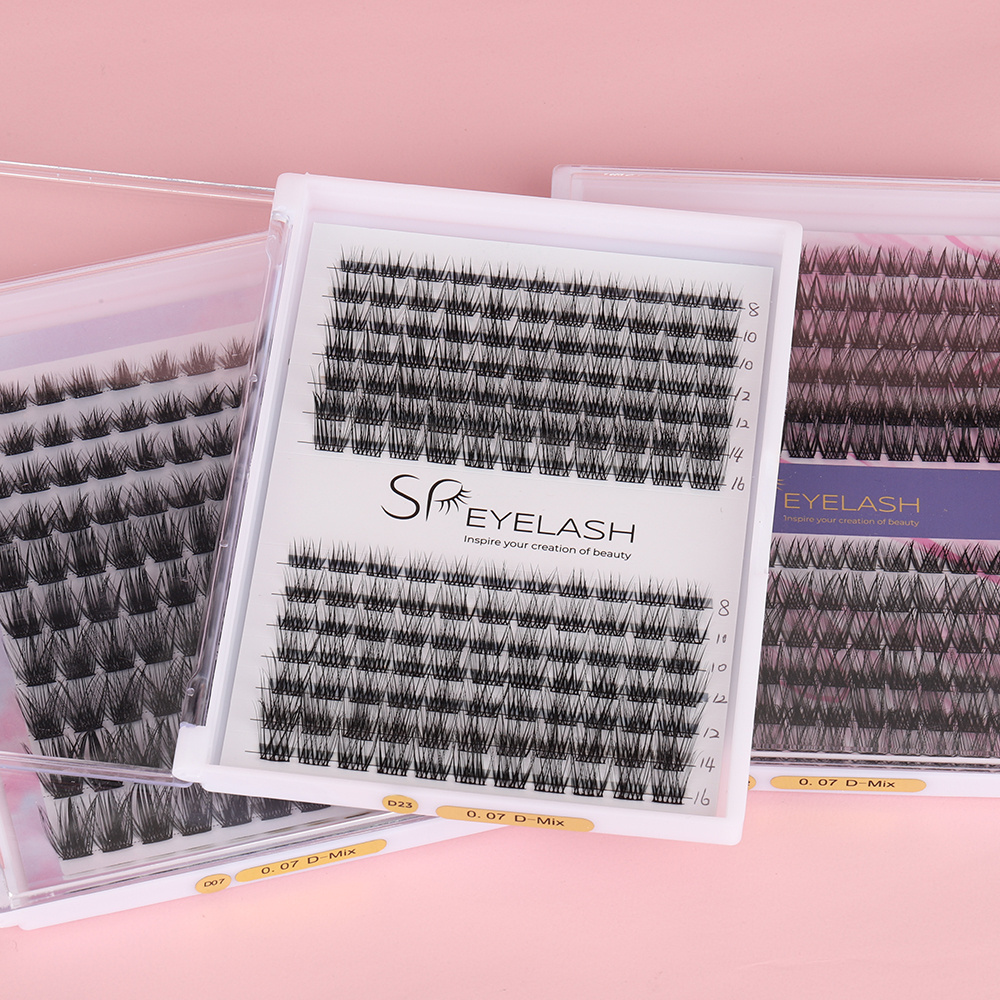 SP EYELASH Long lasting 7-10 days diy cluster lash bond and sealer C D curl segment lash pre cut diy lash extension kit