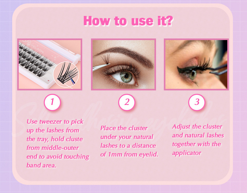 SP EYELASH No Glue Needed Adhesive Cluster Lashes Pre-Bond Technology Press-On Diy Lashes Long Lasting Superfine Band Segment