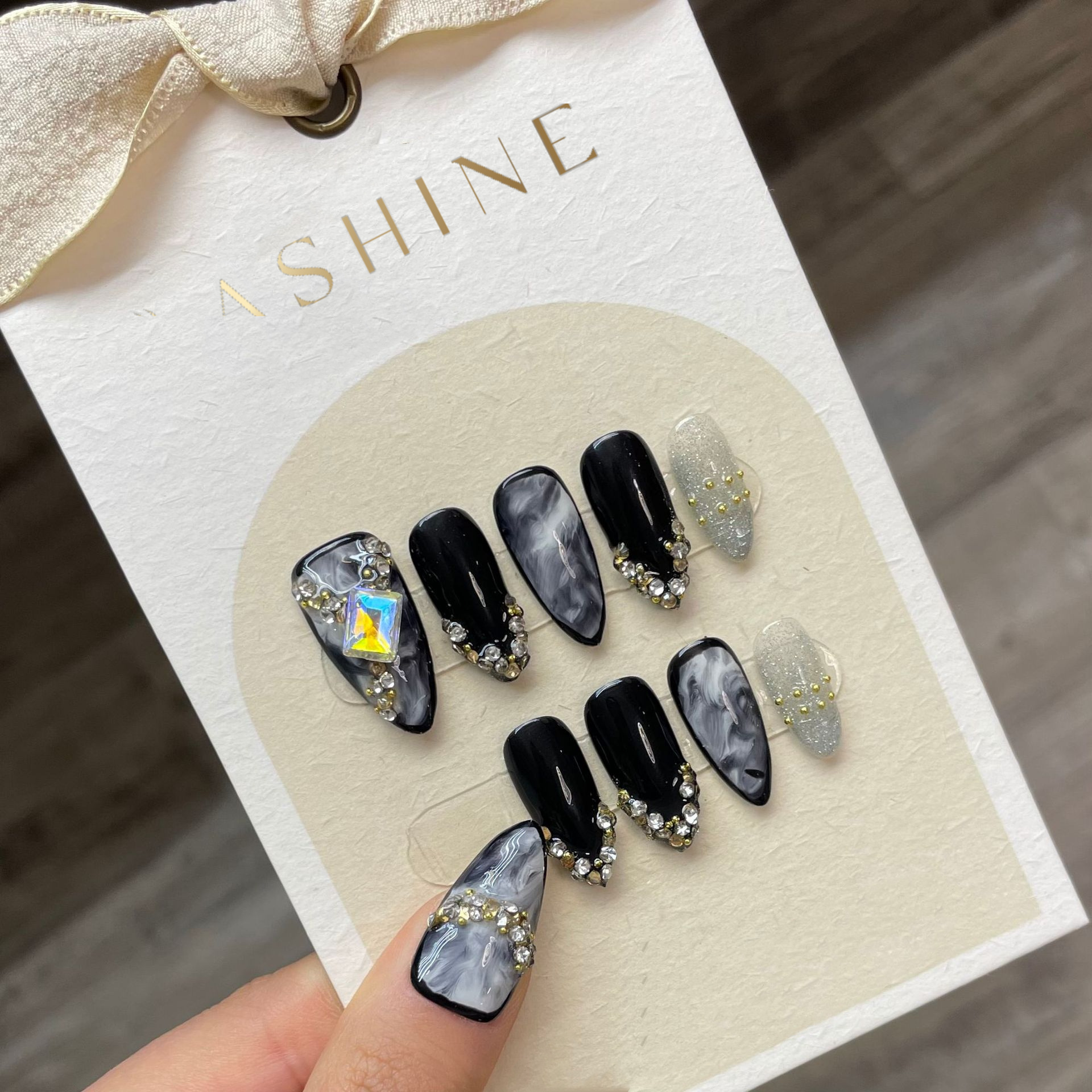 LASHINE Wholesale Artificial Finger nails Handmade The best price Gel Press On Nails Custom Design  packaging box custom