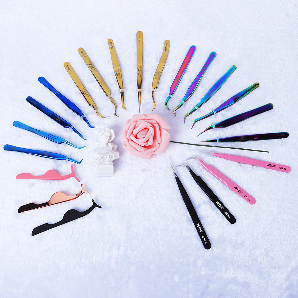 Silvery Glitter Rainbow Other Hand Tools Extension Eye Lash Curler Clamps Slanted  Eyelash Eyebrow Tweezer