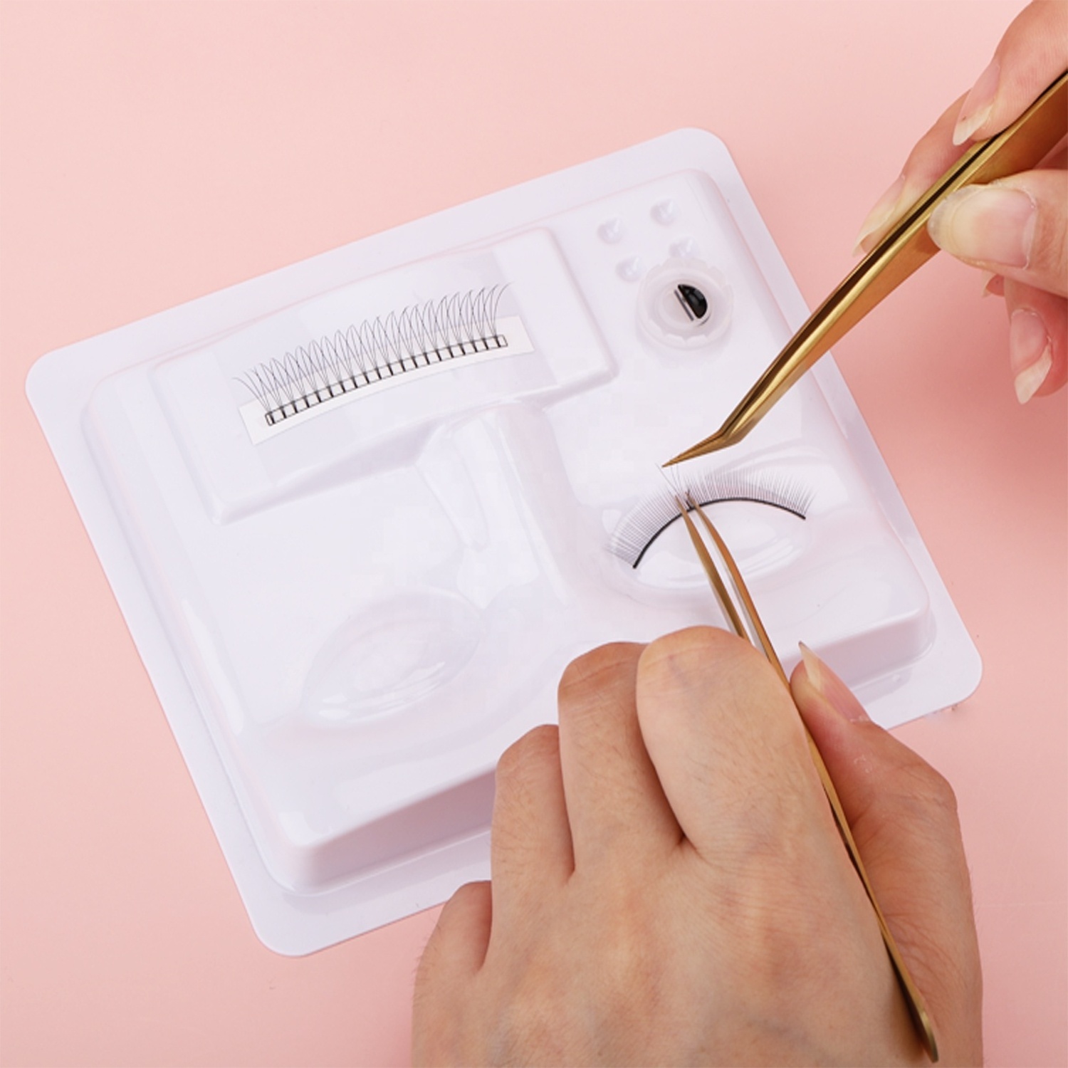 WINK YOUR EYES Practice eyelash extensions head, Mannequin Training head for eyelash extensions 3-in-1 plastic tray