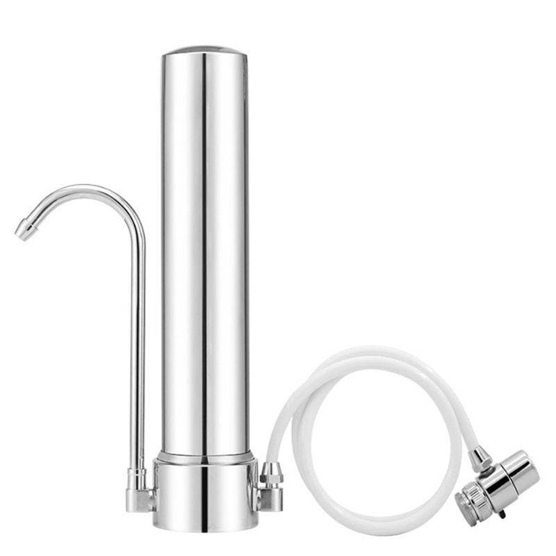 Stainless-Steel Faucet Water Filter Faucet Mount Water Filtration System with Washable Ceramic Filter Element Reduces Chlorine