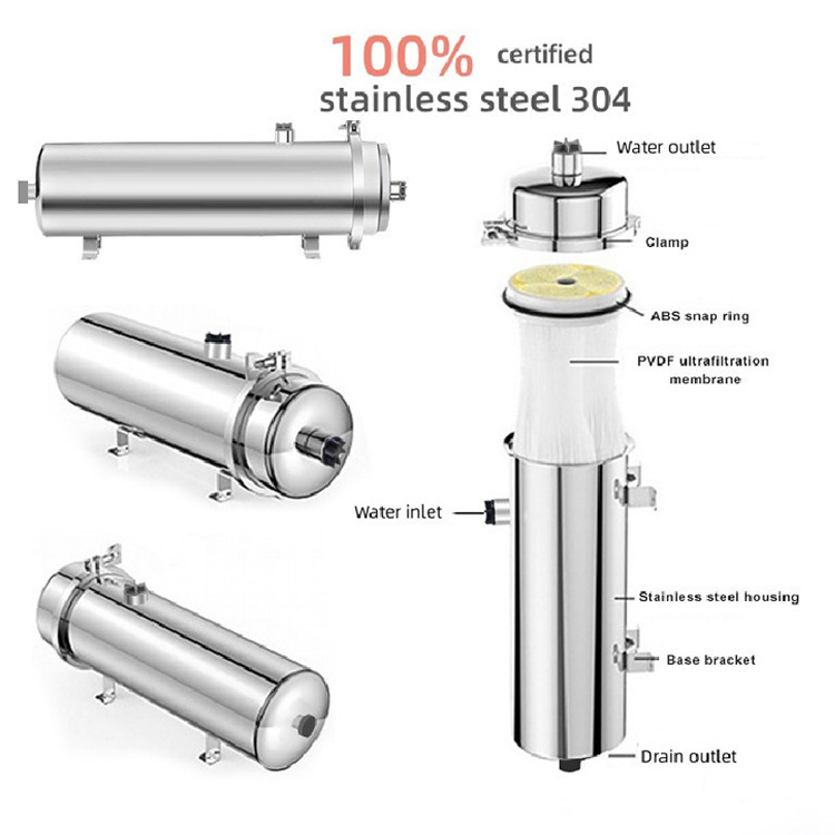 FLN  1000L-20000L/H Stainless Steel Water Purifier Whole House Washable Pvdf Uf Membrane Drink Water Filter