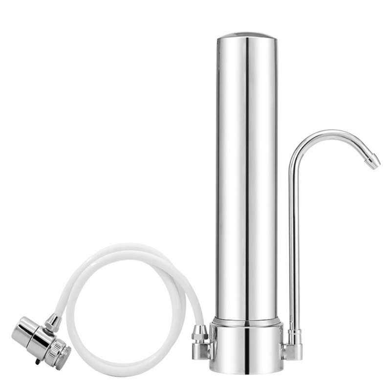 FLN Stainless steel Durable tap water filter Portable Household Kitchen Water Filter Manual Activated Carbon Tap Faucet