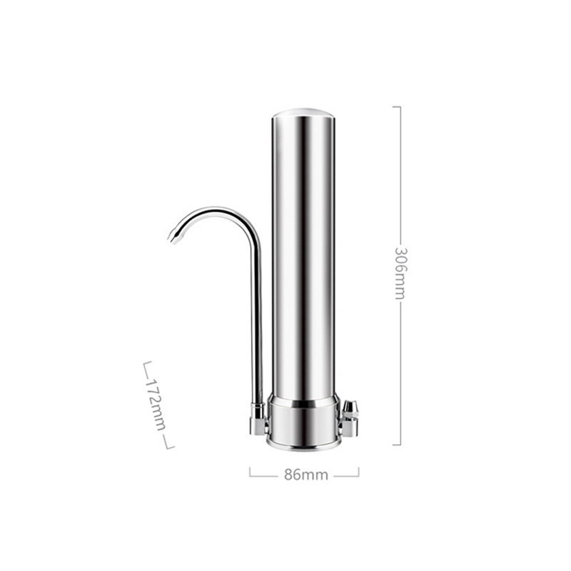 FLN Stainless steel Durable tap water filter Portable Household Kitchen Water Filter Manual Activated Carbon Tap Faucet