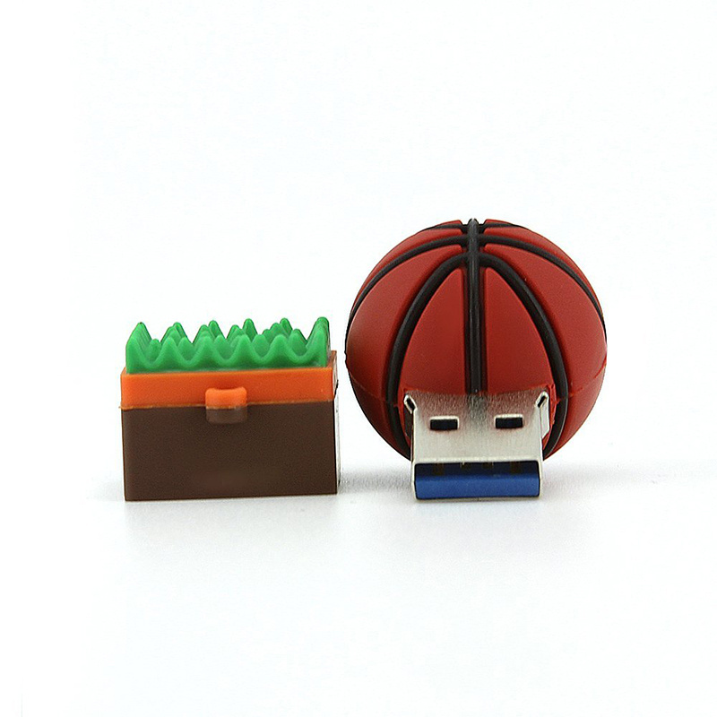 Promotion gift basketball shape PVC material usb flash drive 2G 64G custom logo memory stick