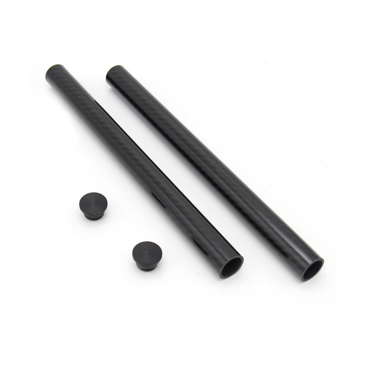 Carbon Fiber 22mm Handlebar Rods with end caps Motorcycle RACING carbon fiber Handlebar