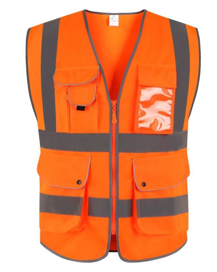 Class 2 High Visibility Zipper Front Reflective Safety Pilot Gilet Security  Vest  Gilet Security Vest