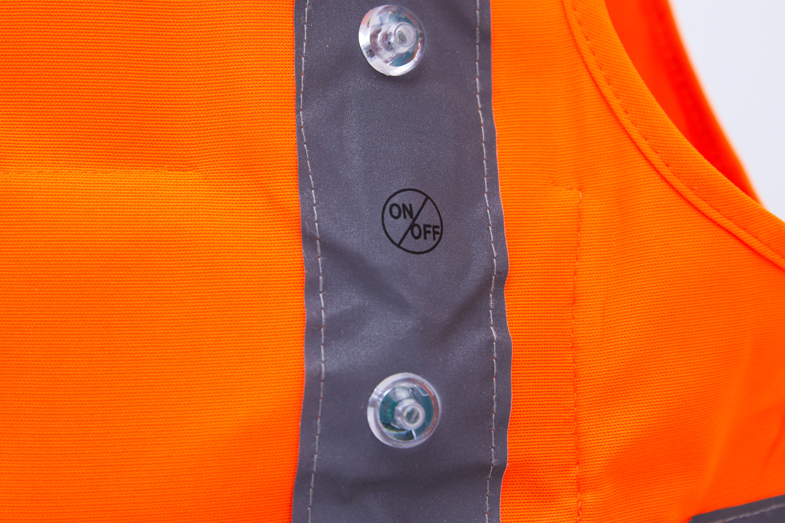 CE EN ISO 20471 Rechargeable Uniform Hi Vis Fluo Orange Reflective Safety Vest With Led Flashing